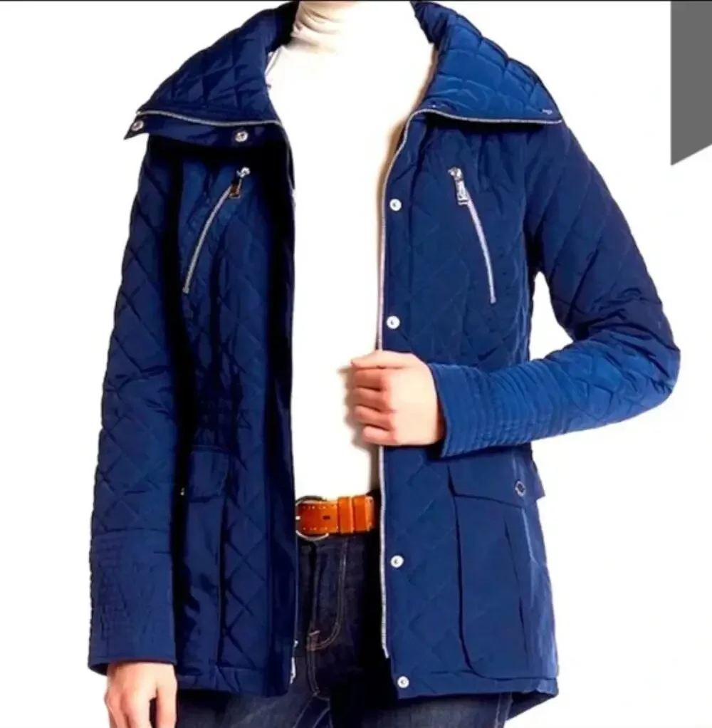 BCBGeneration Quilted Puffer Coat Royal Blue Jacket Size L